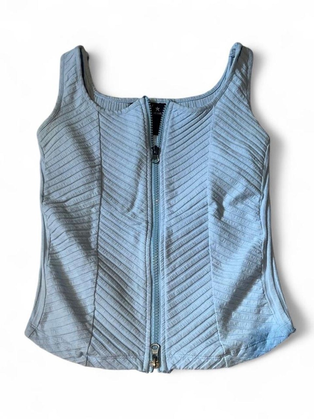 Vintage Baby Blue Fitted Zip Up Top